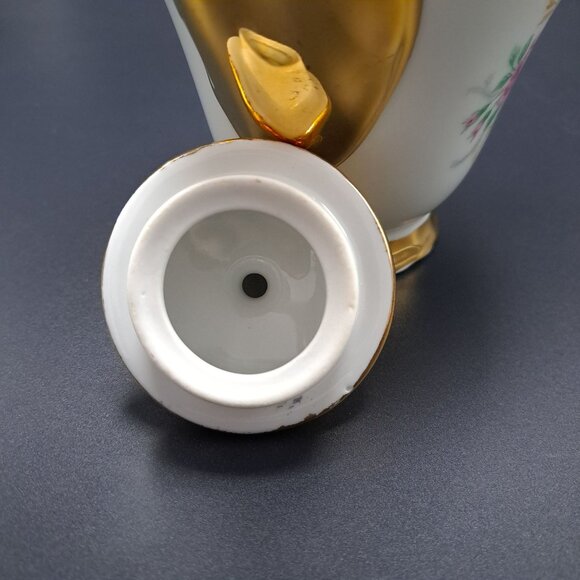 Vintage Bavaria Porcelain Teapot Gold Trim Floral Design - Picture 12 of 16